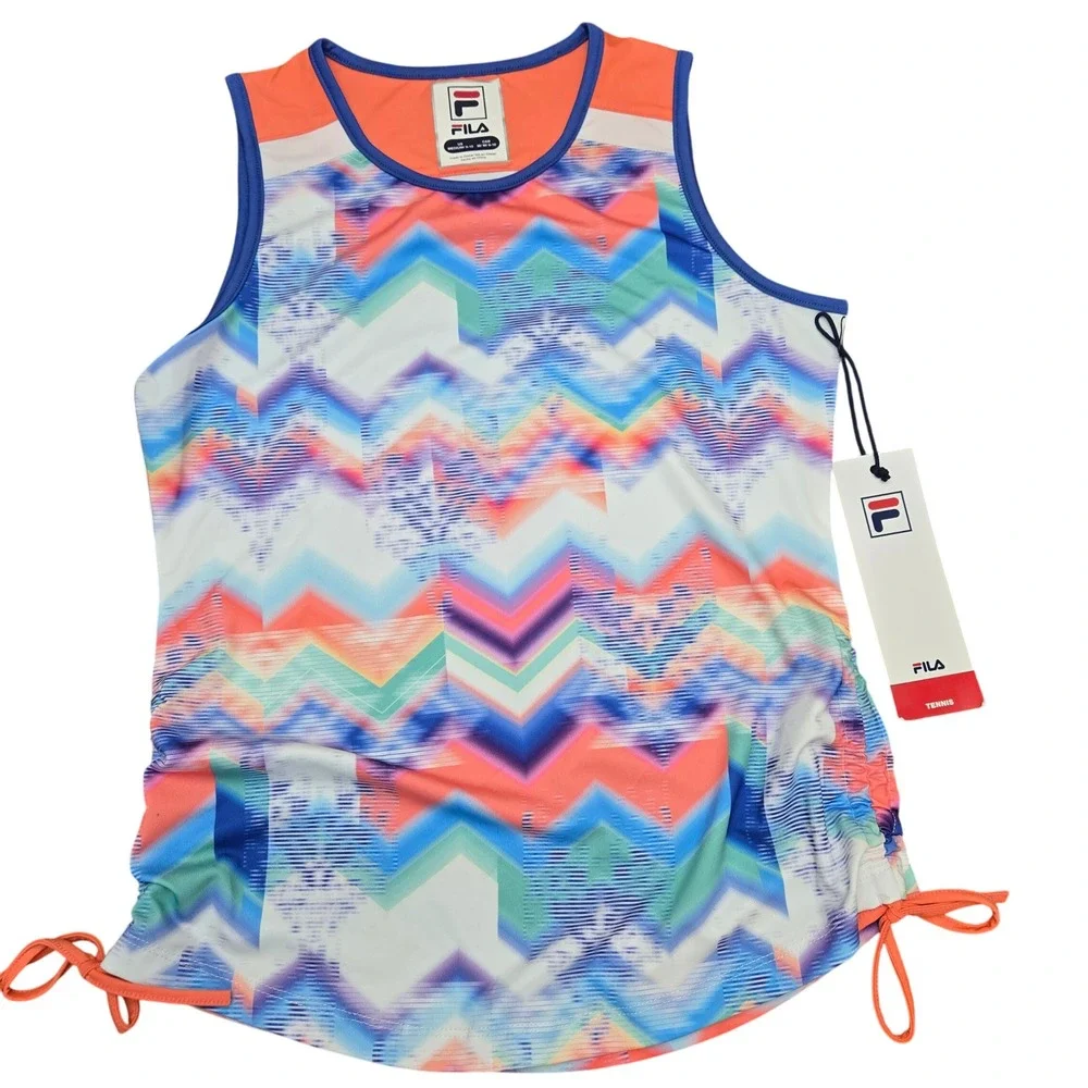 Fila Tennis‎ Tank Top Chevron Tie Waist Sleeveless Athletic Kids Size M